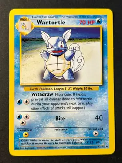Wartortle 42/102 4th Print Base Set - Uncommon Pokemon Card - WOTC MP - Image 1