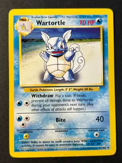 Wartortle 42/102 4th Print Base Set - Uncommon Pokemon Card - WOTC LP - Image 1