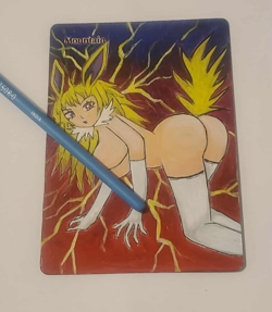Hand Painted Altered Art - Mountain- Pokemon Girl - Jolteon - MTG - TCG - Image 1