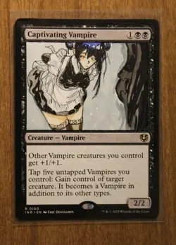 Captivating Vampire Altered Art Hand Painted MTG Magic the Gathering Anime Girl - Image 1