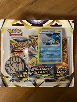 Pokemon SWSH09 Brilliant Stars 3 Pack Blister - Glaceon Promo - Factory Sealed - Image 1