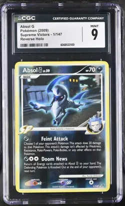 CGC 9 MINT Absol G 2009 Supreme Victors 1/147 Reverse Holo Pokemon Card - Image 1