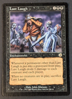 MTG Card - 1x Last Laugh - Torment - LP - Vintage - Black - Magic The Gathering - Image 1