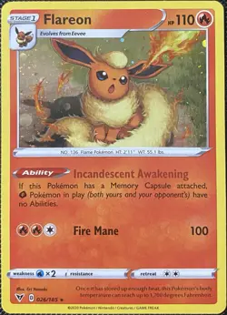 Flareon - (Cosmos Holo) 026/185 Miscellaneous Promo (See Photos) Pokemon Card - Image 1
