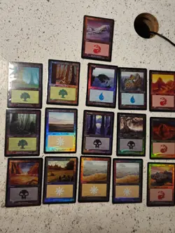 Lot Of 16 FOIL Basic Lands Land MTG Magic LP Rare Swap Plains Island Mountain - Image 1