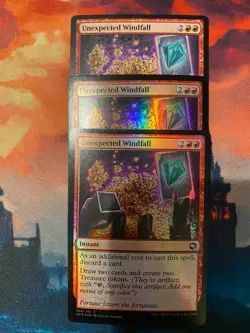 MTG Adventures in the Forgotten Realms Unexpected Windfall x 3, Two Foil - Image 1