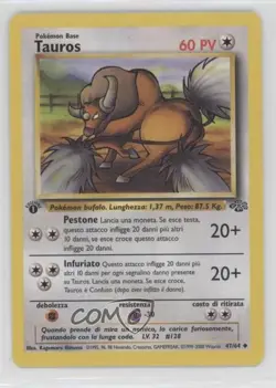 Tauros Italian 1st Ed. Pokemon Jungle #47 1999 - Image 1