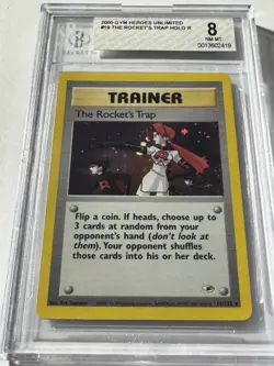 2000 Pokemon Gym Heroes #19 The Rocket’s Trap 1st Edition Holo NM MT BGS 8 - Image 1