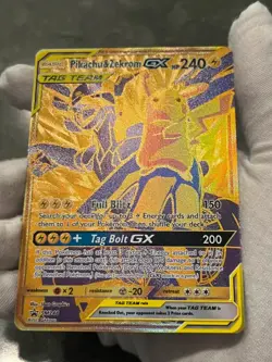Pokemon TCG Pikachu & Zekrom GX SM248 Black Star Promo Gold Tag Team LP - Image 4
