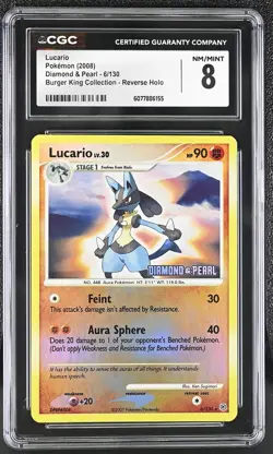 CGC 8 Lucario D&P 6/130 Burger King Reverse Holo Stamped Pokemon Card - Image 1
