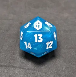 CRYSTAL BLUE D20 Die - MTG Final Fantasy Gift Bundle - Spindown Life Counter - Image 1