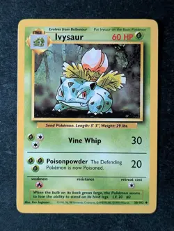 1999 Pokemon IVYSAUR #30/102 Base Set Unlimited Uncommon Stage 1 Grass English - Image 1
