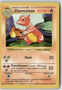 1999 Pokemon Classic - Base Set Vintage SHADOWLESS WotC Charmeleon #24/102 - Image 1