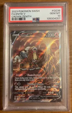 2023 POKEMON SWORD & SHIELD CROWN ZENITH #GG36 FULL ART/ENTEI V PSA 10 - Image 1