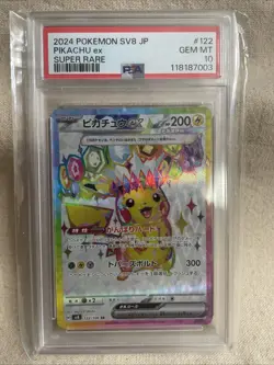 Pokemon Pikachu ex 122/106 Sv8: Super Electric Breaker Holo (Japanese) PSA 10 - Image 1