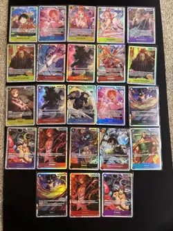 One Piece Lot of 23 Super Rare Cards Assorted OP Foil Cards All NM - Image 1