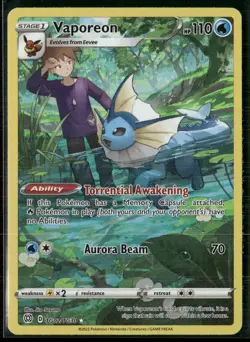 2022 Pokemon Vaporeon Holo Rare Card TG02/TG30 Brilliant Stars Sword & Shield - Image 1