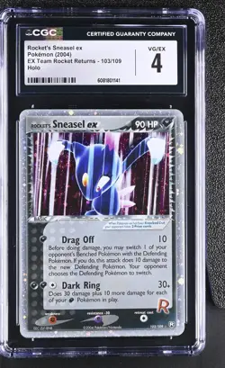 CGC 4 Rocket's Sneasel ex 2004 EX Team Rocket Returns 103/109 Holo Pokemon Card - Image 1