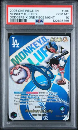 PSA 10 GEM MINT One Piece Los Angeles Dodgers Monkey D. Luffy Promo Card English - Image 1