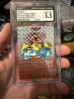 Venusaur 1996 Bandai Carddass Pokemon Prism Red Card CGC 5.5 - Image 1