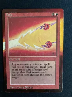 Fork (Revised Edition MTG) ALTERED, floating border style hand painted! - Image 1