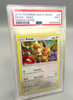 2019 Pokemon Sun Moon Hidden Fates Eevee #48 Reverse Holo PSA 9 MINT - Image 1
