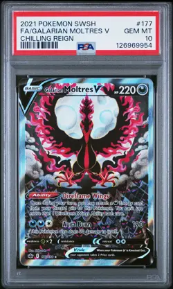 2021 POKEMON SWORD & SHIELD CHILLING REIGN FULL ART/GALARIAN MOLTRES V PSA 10 - Image 1