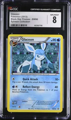CGC 8 NM MINT Glaceon BW90 Black Star Promo Black White Holo 2013 Pokemon - Image 1