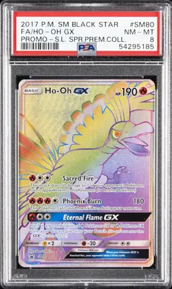 2017 POKEMON SM BLACK STAR PROMO #SM80 FULL ART/HO-OH GX PSA 8 - Image 1