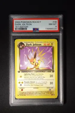 Dark Jolteon 38/82 1st edition 2000 Pokemon rocket - PSA 8 - Image 1