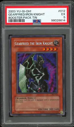 PSA 5 - 2003 YU-GI-OH! BOOSTER PACK TIN 012 GEARFRIED THE IRON KNIGHT - Image 1