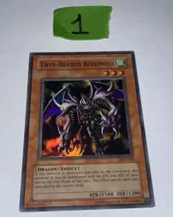 Yugioh Twin-Headed Behemoth LOD-063 Super Rare Unl Original Print (NM) - Image 1