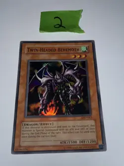 Yugioh Twin-Headed Behemoth LOD-063 Super Rare Unl Original Print (NM) - Image 3