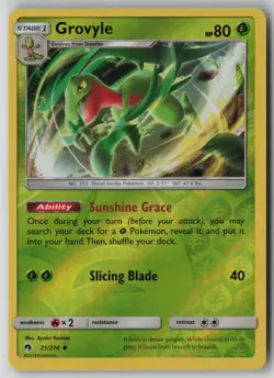 Grovyle 21/214 Pokemon Lost Thunder Reverse Holo Lightly Played Card (LP) 1 - Image 1