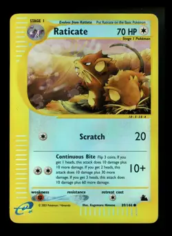 Raticate 89/144 Skyridge 2003 Reverse Holo E-Series Vintage Pokemon Card TCG - Image 1