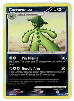 Pokemon Card - Cacturne 34/106 - Great Encounters - Reverse Holo - Image 1