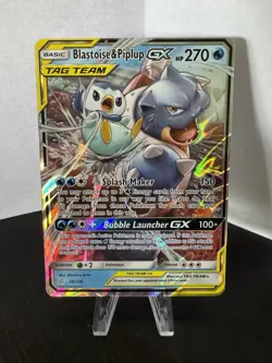 Pokemon TCG Blastoise Piplup GX Holo Card 38/236 Cosmic Eclipse Tag Team - Image 1