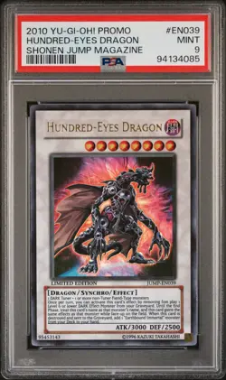 YUGIOH HUNDRED-EYES DRAGON Limited Edition Ultra Holo JUMP-EN039 PSA 9 MINT - Image 1