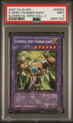 YUGIOH ELEMENTAL HERO THUNDER GIANT Hero Collection 2 Secret EHC2-EN004 PSA 9 MT - Image 1