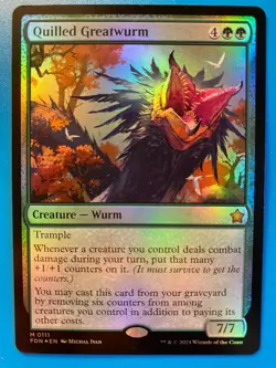 MTG 1x FOIL Quilled Greatwurm # 111 Foundations Magic the Gathering Card x1 NM - Image 1