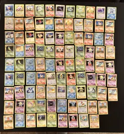 Pokemon TCG Vintage Lot Base Set 96 Cards Heavily Played - Image 1