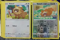 Pokemon Go Bidoof 059/078 Reverse Holo Card & Ten Reg Bidoof 120/172 Cards - Image 1