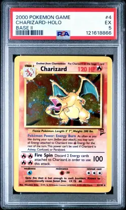 2000 POKEMON GAME BASE II #4 CHARIZARD-HOLO BASE 2 PSA 5 EX 5 - Image 1