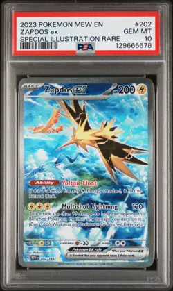 Pokemon Zapdos ex 202/165 SIR Scarlet & Violet 151 Holo SIR GEM MINT PSA 10 - Image 1
