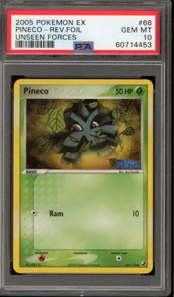 Pokemon Pineco EX Unseen Forces Reverse Holo #66 PSA 10 Gem Mint - Image 1