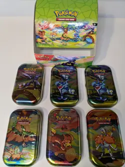 Pokemon TCG Vibrant Paldea Mini Tin Set of 5 + Extra Tin w/ Display Box Sealed - Image 1