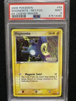 2006 Pokemon EX Legend Maker Magnemite Reverse Foil 59/92 PSA 9 Mint - Image 1