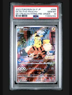 2023 POKEMON JPN SV-P PROMO #098 DETECTIVE PIKACHU PSA 10 - Image 1