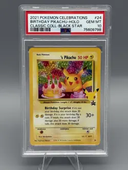 BIRTHDAY PIKACHU HOLO 2021 POKEMON CELEBRATIONS CLASSIC COLLECTION PSA 10 - Image 2