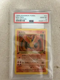 1999 Pokemon Fossil 1st Edition #12 Moltres-Holo PSA 10 - Image 1